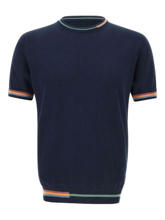 Bob Willis striped-trim T-shirt - Blue