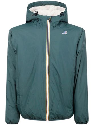 K-Way Striped Trim Fleece Lined Zip-Up Jacket