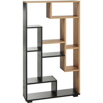 Beliani Libreria Industriale 9 Scaffali Legno chiaro e Struttura Nera Alma