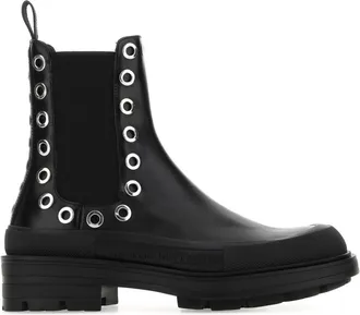 Alexander McQueen Alexander Mcqueen Black Leather Boxcar Ankle Boots