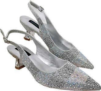 Generic Womens Satin Pointy Toe Pumps and Clutch Bag Set Sparkly Rhinestone Decoration for Evening Party Wedding