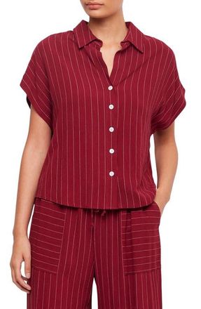Fifteen Twenty Collette Pinstripe Button-Up Shirt in Burgundy at Nordstrom, Size X-Small