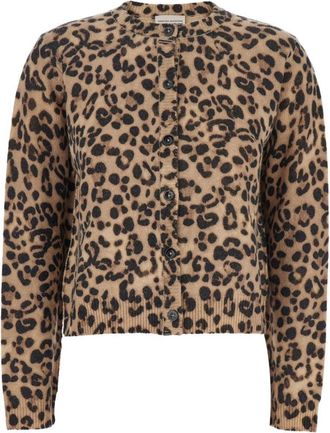 Semicouture Cropped Cardigan With Bold Leopard Print