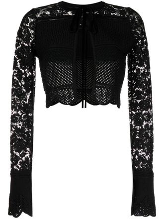 Roberto Cavalli cropped open-knit top - women - Cotton/Polyamide/Viscose/Viscose/Polyamide - M - Black