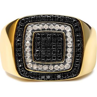 House of Brilliance Mens 10K Yellow Gold 3/4 Cttw White and Black Treated Diamond Ring Band at Nordstrom, Size 11
