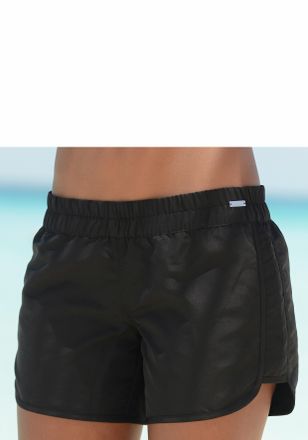 Lascana Badeshorts LASCANA, Damen, Gr. 44, N-Gr, schwarz, Microfaser, Polyester, unifarben, Badehosen Badeshorts, elastisches B&uuml;ndchen, mit Ges&auml;sstasche, soft