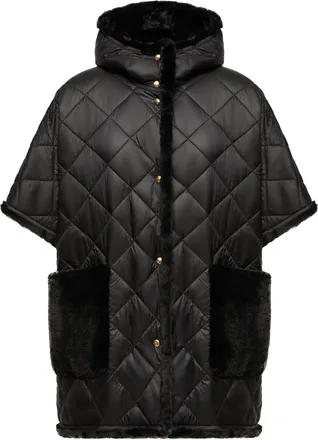 Moncler Moncler Reversible Hooded Cape, Women, Black, Size: One Size