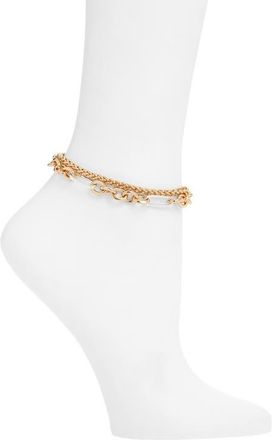 Open Edit Set of 2 Two Tone Chain Link Anklets in Gold-Silver at Nordstrom