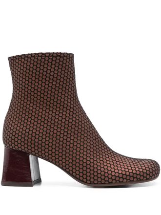 Chie Mihara 60mm perforated leather block-heel boots - Brown
