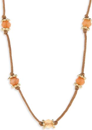 Madewell Long Beaded Silk Necklace in Acorn at Nordstrom