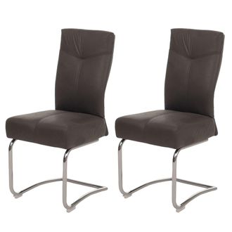 Hhg Hhg - Juego De 2 Sillas De Comedor 710, Silla De Cocina Basculante, Aspecto Ante Textil, Gris