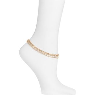 Open Edit Triple Layer Bead Chain Anklet in Gold at Nordstrom