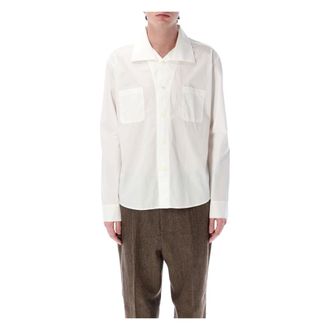 Our Legacy Casual Shirts, male, White, Size: L Stylish Funnel Neck Shirt