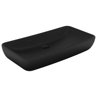Berkfield Home Luxury Basin Rectangular Matt Black 71x38 cm Ceramic