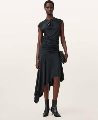 AllSaints Acetate Annalie Jersey Midi Skirt, Size: UK 16/US 12