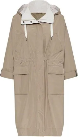 Brunello Cucinelli Light Beige Hooded Parka, Brand Size 38 (US Size 4)