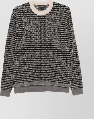 Emporio Armani wool crewneck jumper with ribbed cuffs and hem