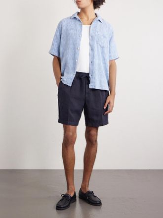 Altea Samuel Straight-Leg Linen Drawstring Shorts