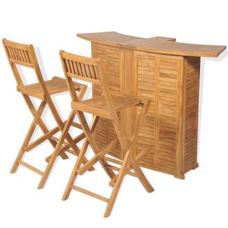 vidaXL Set Mesa Y Sillas Plegables Bistr&oacute; De Jard&iacute;n 3 Pzas Teca Maciza Vidaxl