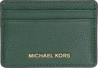 Michael Kors Wallets & Cardholders, female, Green, Size: ONE SIZE Leather Card Holder with Logo Detail