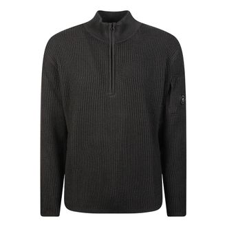 C.P. Company C.p. Company - Re-Wool Polo Collar Sweater - Heren - Truien - Zwart - Maat: S Wol