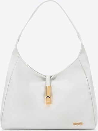 Wittchen Dames handtas met decoratieve gesp groot wit eco-leer