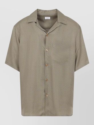 Saint Laurent silk geometric-print cuban-collar short-sleeve shirt