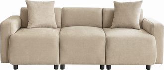 Urban Meuble Sofá moderno de 3 plazas tapizado en tela de chenilla beige