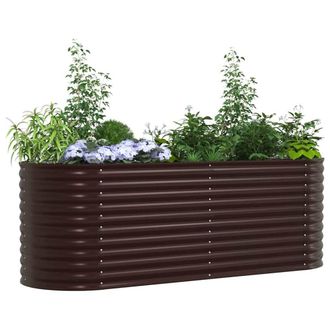 Berkfield Home Garden Raised Bed Brown 240x80x81 cm Galvanized Steel | Size: 240 x 80 x 81 cm