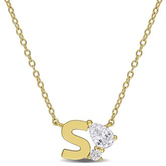Mimi & Max 3/4ct TGW Created White Sapphire Q Initial Necklace Yellow Plated Sterling Silver