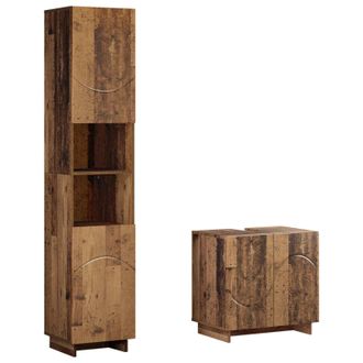 vidaXL Set Mobili Da Bagno 2 Pz Legno Antico Legno Ingegnerizzato Vidaxl