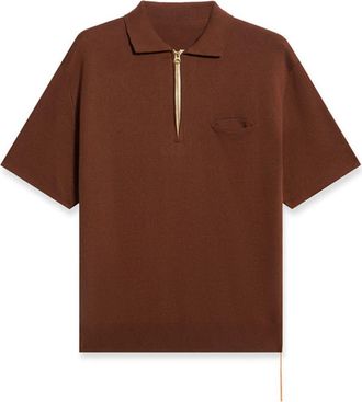 Fortela Laight 3/4 Zip Short Sleeve Polo in Brown at Nordstrom, Size Xx-Large Eu