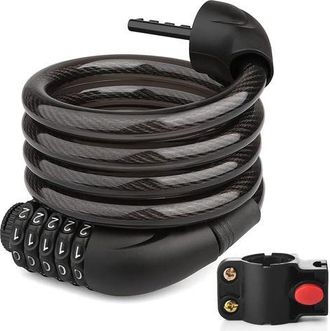 OEM Candado De Cadena Para Bicicleta, Candado Antirrobo Para Exteriores Con Soporte, Combinaci&oacute;n De 5 D&iacute;gitos, Cable Antirrobo Para Bicicleta (125 Cm)