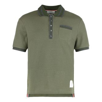 Thom Browne Polo Shirts, male, Green, M, Cotton Knit Polo
