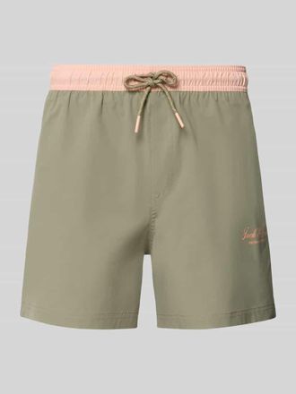 Jack & Jones Badeshorts mit Ges&auml;&szlig;tasche Modell MAUI in Khaki, Gr&ouml;&szlig;e XXL