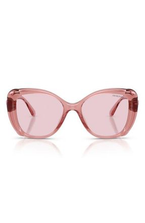Swarovski 53mm Butterfly Sunglasses in Transparent Pink /Purple at Nordstrom