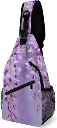 Generic The Wisteria Collection Unisex Shoulder Bags Casual Crossbody Chest Bag Sling Backpack for Hiking Cycling Travel