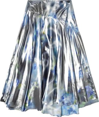 Diesel Rok met asymmetrisch vlak en rozenpatroon - Zilver