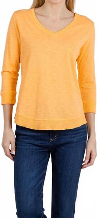 Elliott Lauren Knit Combo Top In Saffron