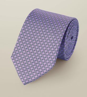 CHARLES TYRWHITT Silk Printed Tie - Violet Purple Size OSFA by Charles Tyrwhitt