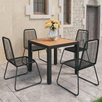 Berkfield Home 5 Piece Garden Dining Set PVC Rattan Black & Brown