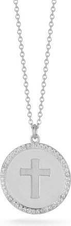 Glaze Jewelry CZ Halo Cross Pendant Necklace in Silver at Nordstrom Rack