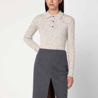 Prada Polo color naturale in misto lana