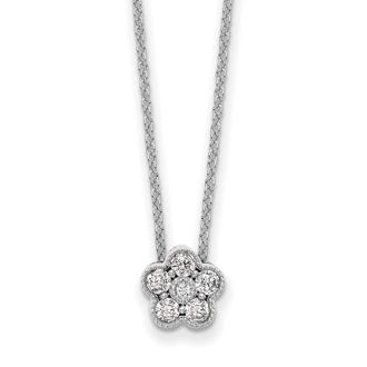 Diamond2Deal 14k Gold 1/4 Ct Lab Grown Diamond Floral Pendant Necklace 18 Clarity VS, Color D-E