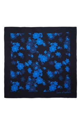 Lords of Harlech Sofia Silk Scarf in Softbloom Navy at Nordstrom
