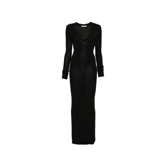 Entire studios Abito lungo in maglia con scollo a V e maniche lunghe - - Dresses - Donna - Nero - M