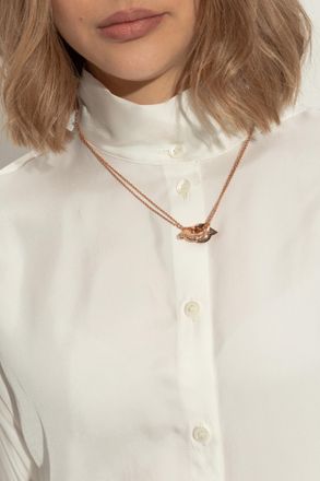 Ferragamo Necklace With A Logo-shaped Pendant, Womens, Pink