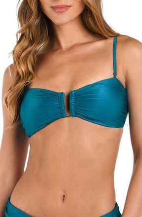 L'agence Krysta Metallic Bandeau Bikini Top in Viridian at Nordstrom Rack, Size X-Small