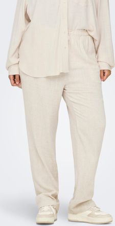 Only Carmakoma Schlupfhose ONLY CARMAKOMA CARSIESTA HW PULL-UP LINEN BL PNT NOOS, Damen, Gr. 42, L&auml;nge 32, moonbeam, Web, Obermaterial: 80% Viskose, 20% Leinen, unif