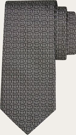 Ferragamo Uomo Cravatta jacquard Gancini Grigio